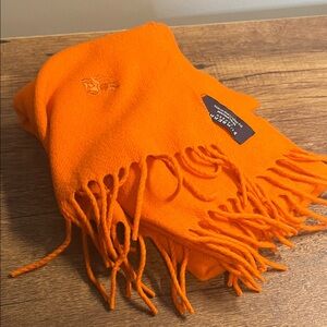Burberry Vibrant Orange Lambswool Fringe Scarf